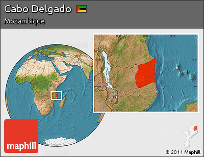 Satellite Location Map of Cabo Delgado