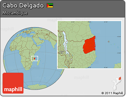 Savanna Style Location Map of Cabo Delgado