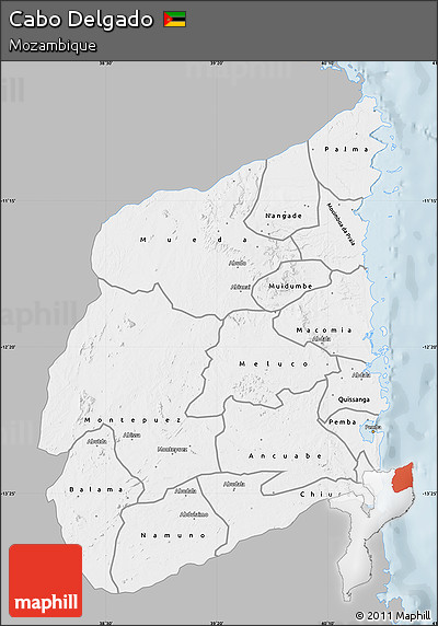 Gray Map of Cabo Delgado, single color outside