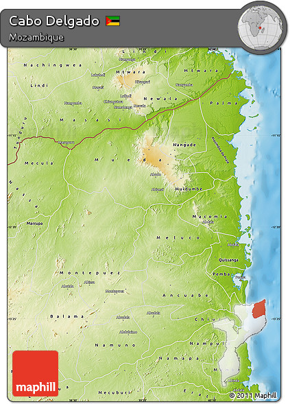 Physical Map of Cabo Delgado