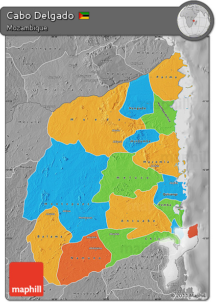 Political Map of Cabo Delgado, desaturated