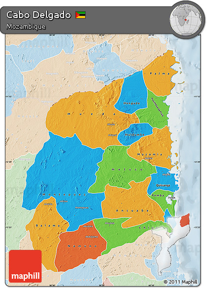 Political Map of Cabo Delgado, lighten