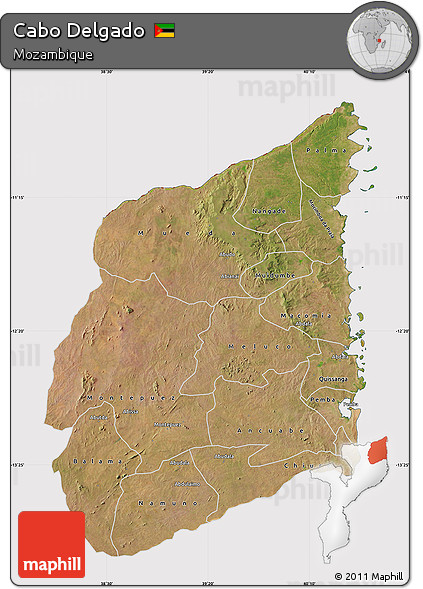 Satellite Map of Cabo Delgado, cropped outside