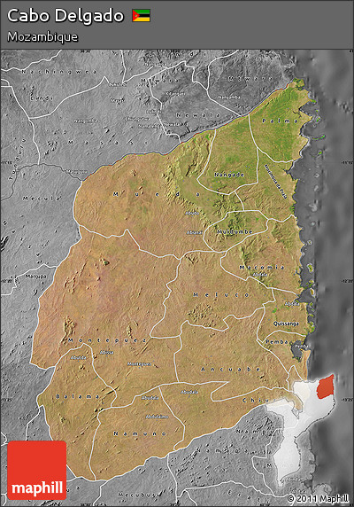 Satellite Map of Cabo Delgado, desaturated
