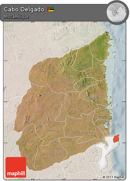 Satellite Map of Cabo Delgado, lighten