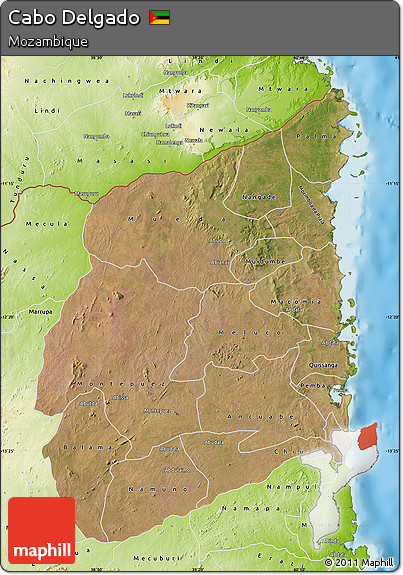 Satellite Map of Cabo Delgado, physical outside