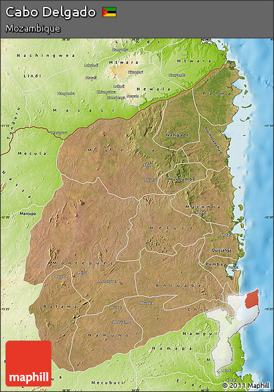 Satellite Map of Cabo Delgado, physical outside