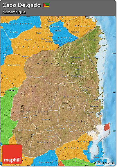 Satellite Map of Cabo Delgado, political outside