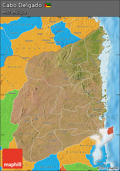 Satellite Map of Cabo Delgado, political outside
