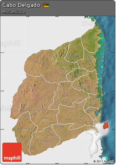 Satellite Map of Cabo Delgado, single color outside