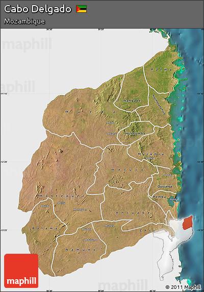 Satellite Map of Cabo Delgado, single color outside