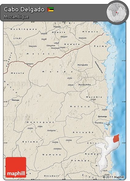 Shaded Relief Map of Cabo Delgado