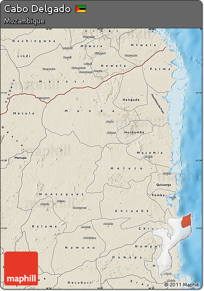 Shaded Relief Map of Cabo Delgado