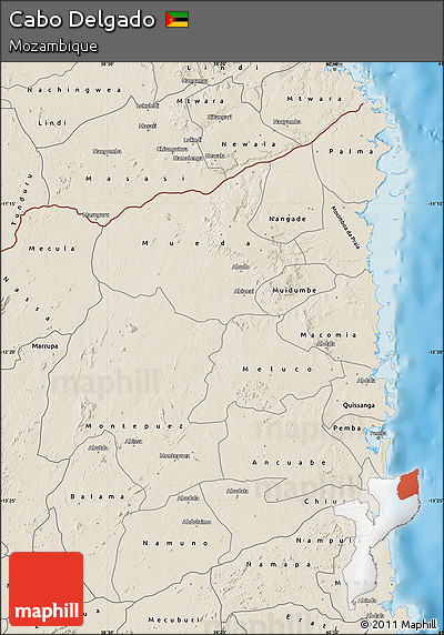 Shaded Relief Map of Cabo Delgado