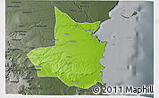 Physical 3D Map of Mocimboa da Praia, darken, semi-desaturated