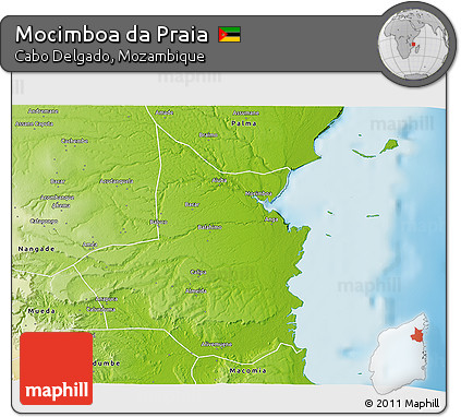 Physical 3D Map of Mocimboa Da Praia