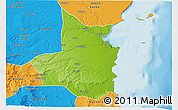 Physical 3D Map of Mocimboa da Praia, political outside