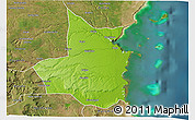 Physical 3D Map of Mocimboa da Praia, satellite outside