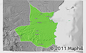 Political 3D Map of Mocimboa da Praia, desaturated