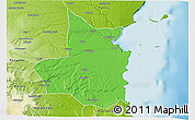 Political 3D Map of Mocimboa da Praia, physical outside