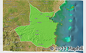 Political 3D Map of Mocimboa da Praia, satellite outside
