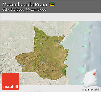 Satellite 3D Map of Mocimboa Da Praia, lighten