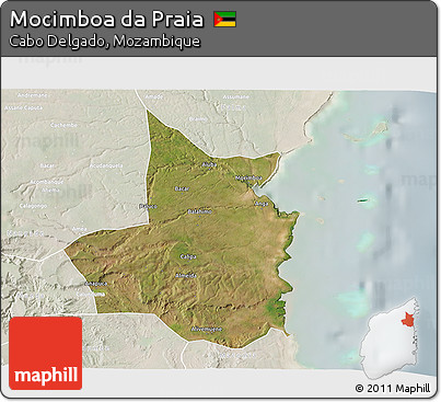 Satellite 3D Map of Mocimboa Da Praia, lighten