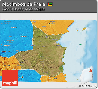 Satellite 3D Map of Mocimboa Da Praia, political outside