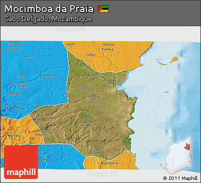Satellite 3D Map of Mocimboa Da Praia, political outside