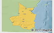 Savanna Style 3D Map of Mocimboa da Praia, single color outside