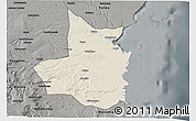 Shaded Relief 3D Map of Mocimboa da Praia, darken, semi-desaturated