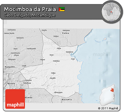 Silver Style 3D Map of Mocimboa Da Praia