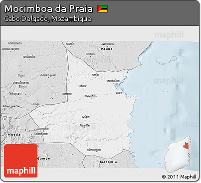 Silver Style 3D Map of Mocimboa Da Praia