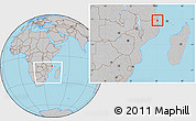 Gray Location Map of Mocimboa da Praia, within the entire country