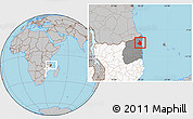 Gray Location Map of Mocimboa da Praia, highlighted country, highlighted parent region