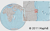 Gray Location Map of Mocimboa da Praia, hill shading