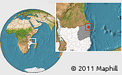 Satellite Location Map of Mocimboa da Praia, highlighted country, highlighted parent region