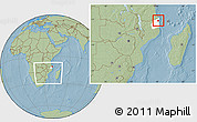 Savanna Style Location Map of Mocimboa da Praia, highlighted parent region, within the entire country, hill shading
