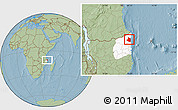 Savanna Style Location Map of Mocimboa da Praia, highlighted parent region, hill shading