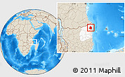 Shaded Relief Location Map of Mocimboa da Praia, highlighted parent region