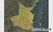 Satellite Map of Mocimboa da Praia, darken, semi-desaturated