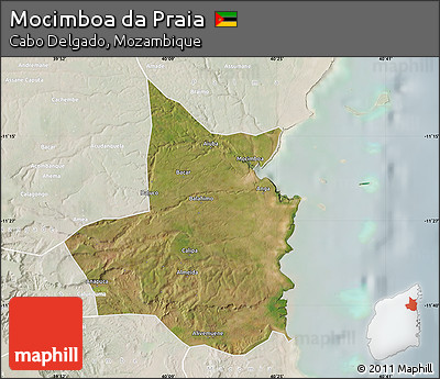 Satellite Map of Mocimboa Da Praia, lighten
