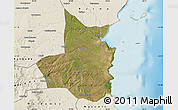 Satellite Map of Mocimboa da Praia, shaded relief outside