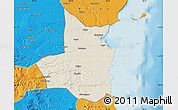 Shaded Relief Map of Mocimboa da Praia, political outside