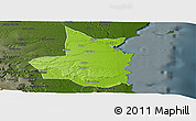 Physical Panoramic Map of Mocimboa da Praia, darken