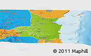 Physical Panoramic Map of Mocimboa da Praia, political outside