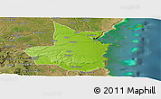 Physical Panoramic Map of Mocimboa da Praia, satellite outside