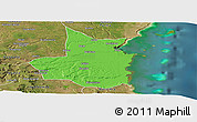 Political Panoramic Map of Mocimboa da Praia, satellite outside
