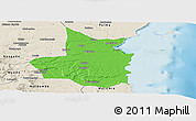 Political Panoramic Map of Mocimboa da Praia, shaded relief outside