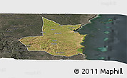 Satellite Panoramic Map of Mocimboa da Praia, darken, semi-desaturated